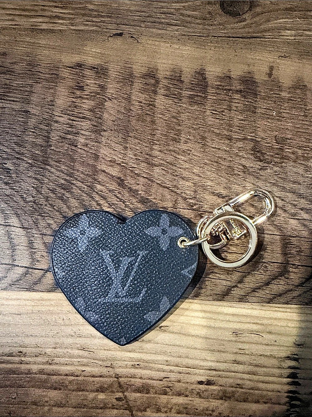 Heart Key Charm in Black & Gold Like New